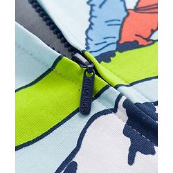 Pine Kids Cotton Knit Full Sleeves Hooded Sweat Jacket with Skating Print - Blue