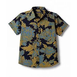 Pine Kids Cotton Woven Printed Half Sleeves Collared Shirt -Navy Blue