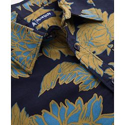 Pine Kids Cotton Woven Printed Half Sleeves Collared Shirt -Navy Blue