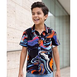 Pine Kids Cotton Woven Printed Half Sleeves Collar Shirt Multi Color 4-5 Years