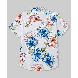 Pine Kids Cotton Woven Printed Half Sleeves Collared Shirt - White