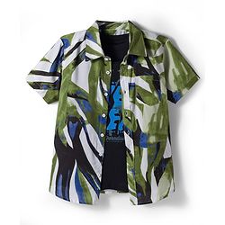 Pine Kids Cotton Woven Half Sleeves Printed Shirt & T-Shirt Multi Color 4-5 Years