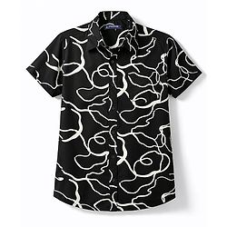 Pine Kids Cotton Woven Half Sleeves Printed Shirt - Black