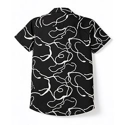 Pine Kids Cotton Woven Half Sleeves Printed Shirt - Black