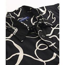 Pine Kids Cotton Woven Half Sleeves Printed Shirt - Black