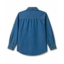 Pine Kids Cotton Woven Denim Shirt with Roll Up Sleeves and Appliques Multi Color 4-5 Years