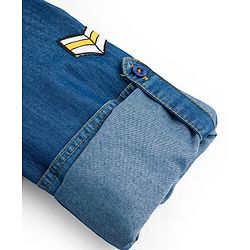 Pine Kids Cotton Woven Denim Shirt with Roll Up Sleeves and Appliques Multi Color 4-5 Years