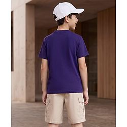 Pine Kids Cotton Knit Half Sleeves Solid T-Shirt & Shorts Set - Purple