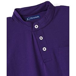 Pine Kids Cotton Knit Half Sleeves Solid T-Shirt & Shorts Set - Purple