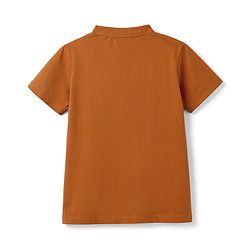 Pine Kids Cotton Knit Half Sleeves Solid T-Shirt & Shorts Set - Orange & Olive Green