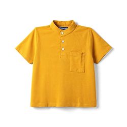 Pine Kids Cotton Knit Half Sleeves T-Shirt & Shorts Set - Golden & Grey