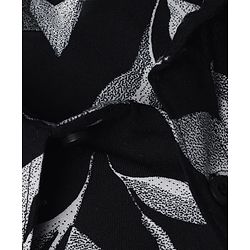 Pine Kids Cotton Woven Shirt with Half Sleeves and Leaf Print in Black