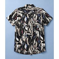 Pine Kids Cotton Woven Half Sleeves Abstract Printed Shirt With Text Printed Inner Tee - Black
