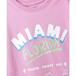 Pine Kids Cotton Knit Half Sleeves Top & Shorts Set with Miami Print - Pink