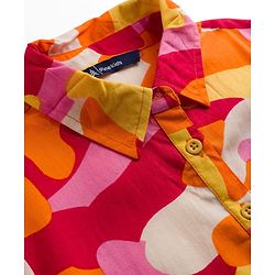Pine Kids Rayon Woven Collar Neck Shirt Style Top with Camouflage Print -Rust Orange