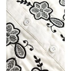 Pine Kids Cotton Woven Frock Style Tops Embroidered Half Sleeves White 4-5 Years