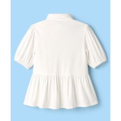 Pine Kids Cotton Woven Frock Style Tops Embroidered Half Sleeves White 4-5 Years