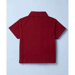 Pine Kids 100% Cotton Woven Half Sleeves Solid Shirt Style Top With Inner Tee - Wine