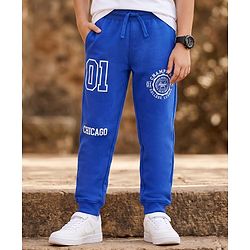 Pine Kids Cotton Knit Full Length Text Printed Lounge Pant - Blue