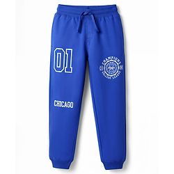 Pine Kids Cotton Knit Full Length Text Printed Lounge Pant - Blue