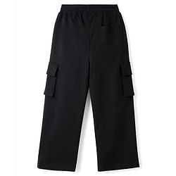 Pine Kids Cotton Knit Full Length Solid Lounge Pant With Cargo Pockets - Black