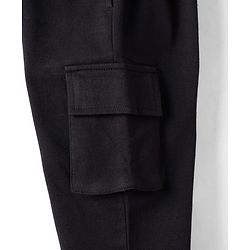 Pine Kids Cotton Knit Full Length Solid Lounge Pant With Cargo Pockets - Black