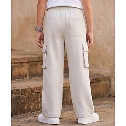 Pine Kids Cotton Knit Full Length Solid Track Pant With Pockets - Grey