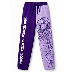 Pine Kids Cotton Knit Full Length Text & Girl Printed Lounge Pant - Violet