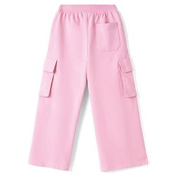 Pine Kids Cotton Knit Full Length Solid Lounge Pant With Cargo Pockets - Pink