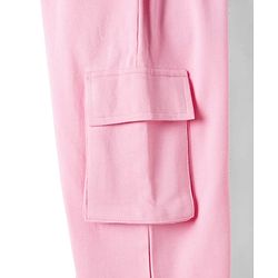 Pine Kids Cotton Knit Full Length Solid Lounge Pant With Cargo Pockets - Pink