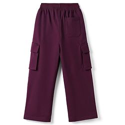 Pine Kids Cotton Knit Full Length Solid Track Pant With Cargo Pockets - Plum