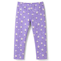 Pine Kids Cotton Lycra Knit Full Length Leggings with Floral Print - Lavender