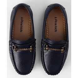 Pine Kids Solid Colour Formal & Party Wear Loafers with Metal Applique - Blue