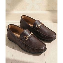 Pine Kids Slip On Formal & Party Wear With Applique - Brown