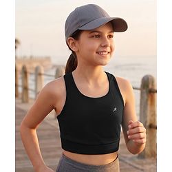 Pine Active Lycra Knit Sleeveless Super Stretch Extra Soft Sports Bra - Black