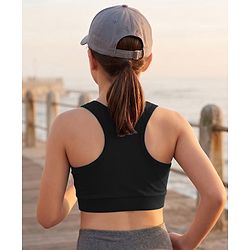 Pine Active Lycra Knit Sleeveless Super Stretch Extra Soft Sports Bra - Black