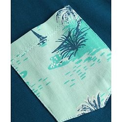 Pine Kids Cotton Knit Half Sleeves T-Shirt & Shorts Set with Tropical Theme Print - Teal Blue