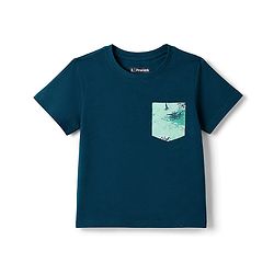 Pine Kids Cotton Knit Half Sleeves T-Shirt & Shorts Set with Tropical Theme Print - Teal Blue