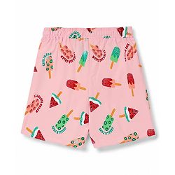 Pine Kids Cotton Knit Half Sleeves Co-Ords T-Shirt & Shorts Night Suit Icecream Print - Pink