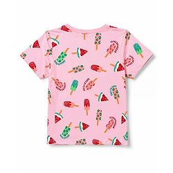 Pine Kids Cotton Knit Half Sleeves Co-Ords T-Shirt & Shorts Night Suit Icecream Print - Pink