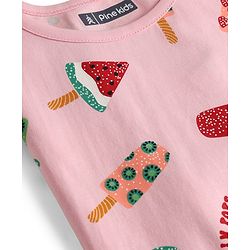 Pine Kids Cotton Knit Half Sleeves Co-Ords T-Shirt & Shorts Night Suit Icecream Print - Pink