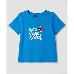 Pine Kids Cotton Knit Half Sleeves Butterfly Printed T-Shirt & Pyjama Night Suit - Blue