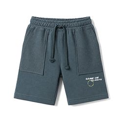 Pine Kids Looper Knit Half Sleeves Solid T-Shirt & Shorts Set - Charcoal Grey