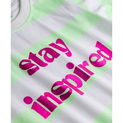 Pine Kids Cotton Knit T-Shirts Striped Round Neck Half Sleeves White 4-5 Years