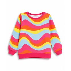 Pine Kids 100% Cotton Knit Full Sleeves Printed Sweatshirt - Dark Pink