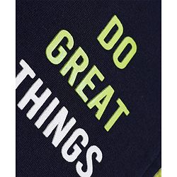 Pine Kids Cotton Knit Sweatshirt with Full Sleeves and Slogan Print - Navy Blue