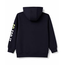 Pine Kids Cotton Knit Sweatshirt with Full Sleeves and Slogan Print - Navy Blue