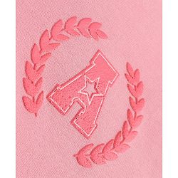 Pine Kids Cotton Knit Hooded Sweatshirt with Full Sleeves and Alphabet Embroidery - Pink