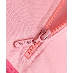 Pine Kids Cotton Knit Hooded Sweatshirt with Full Sleeves and Alphabet Embroidery - Pink