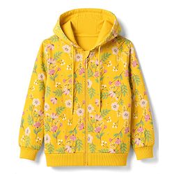 Pine Kids Cotton Knit Sweatshirt with Full Sleeves and Floral Print in Yellow for 4-5 Years